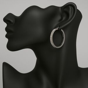 INC Silver-Tone Crystal Hoop Earrings – Sparkling Women’s Fashion Jewelry